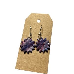 Purple and Blue Floral Earrings